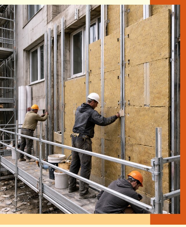 Утепление вентилируемого фасада в Усолье-Сибирском от 5779 руб/м2 — монтаж и утепление вентфасад | ТепломастерСль
